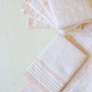 Vintage Peach Striped Hand Towel